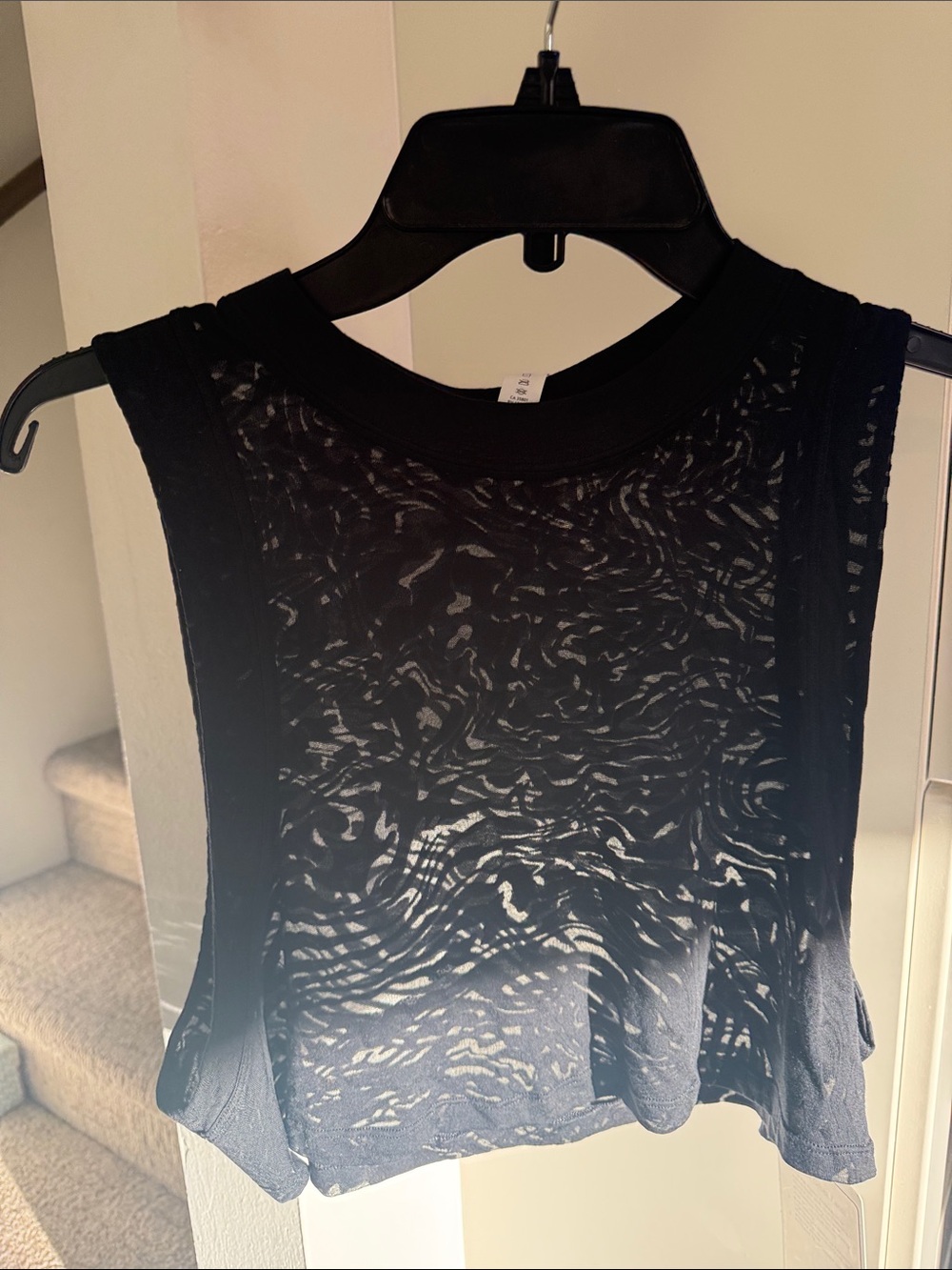 lululemon athletica Black Sheer Cropped Tank